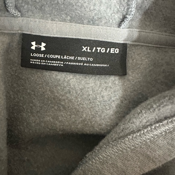 Under Armour Women’s Hoodie XL Gray Loose Fit Sweatshirt Fleece Logo Band - Picture 6 of 9